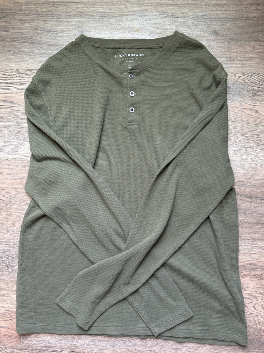 Lucky Brand Olive Waffle-Knit Long Sleeve Henley
